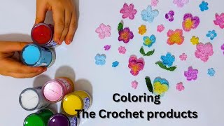 Coloring the Miniature Crochet Flowers and Leaves For beautiful products