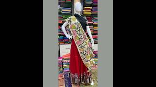 Pen Kalamkari Dupatta with Mangalagiri Pattu Lehenga Sets@stunningwear7951