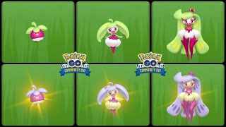 Pokemon Go: Evolving Normal&Shiny Bounsweet into Shiny Steenee&Tsareena (Community Day Hi Jump Kick)