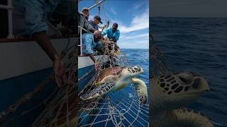 Heartwarming Turtle Rescue! Fishermen Save 50 Year Giant Turtle #shorts