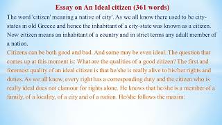 Essay on An Ideal citizen