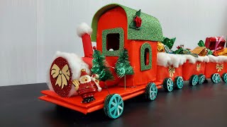 Best Out Of Waste Low Budget Christmas Train Making Idea | Economical Easy Christmas Train | DIY