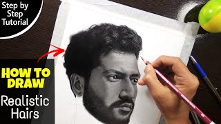 How To Draw Realistic Hairs | Step By Step | Tutorial | Vicky Kaushal