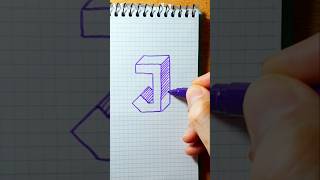 Dibujo letra J en 3D. #videoshorts #drawing #art #facil #dibujo #letras #abecedario #3d #shorts