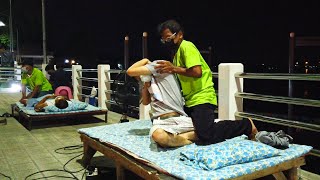 $4 Most IMPRESSIVE Thai STREET MASSAGE at Night by the River