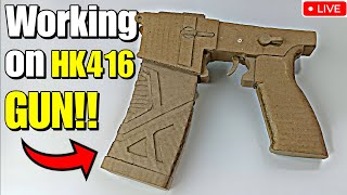 Making cardboard hk 416 gun!! Live 🔴