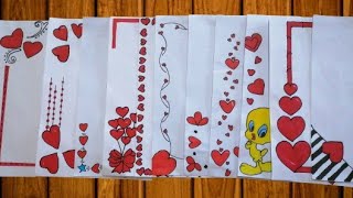 Red Heart border designs || Border design for project || Easy border designs