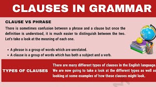 Clause Vs Phrase, Independent Clause - Sub - ordinate clause,  Noun clause, Adjective clause....