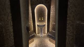 Build Pure Luxury at Home Spa, Classic Personal Steam Room with Golden Mosaic #steambath #homespa