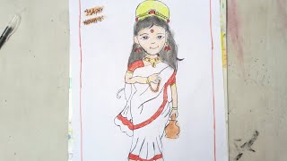 2nd day of navratri❤️||maa Brahmacharini drawing 🥰/#navratri/#shorts/#youtubeshorts