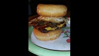 doughnut hamburger with cheese and fried egg review