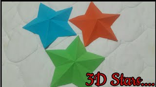 Easy & Simple Paper 3D Star Making | How to make 3D stars | star making.