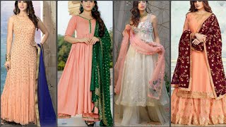 Trending peach colour suit | peach colour suit with contrast dupatta