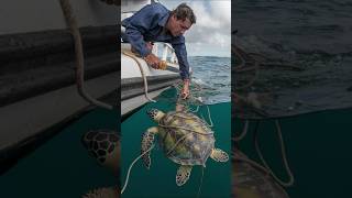 Heartwarming Rescue! Man Saves Turtle Trapped in Ropes! 🐢 #shorts