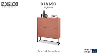 Highboard im zarten Rosaton aus der MONDO Serie Diamo