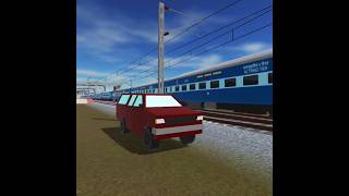 Indian train crossing3d Railway station wap4 ICF train depart