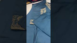 Navy blue embroidered neck embroidered sleeves with dola silk dupatta