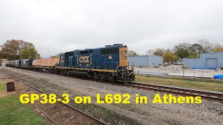 GP38-3 2052 (ex-SCL) on CSX Local L692 in Athens - Lots of Train Horn