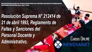 RS N° 212414 , Reglamento de Faltas y Sanciones del Personal Docente y Administrativo.