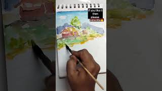 watercolour landscape painting #watercolor #painting #art #shorts @artbreeze