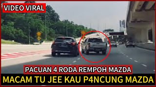 PACUAN 4 RODA REMPOH MAZDA,KEJADIAN DI JALAN MRR2.