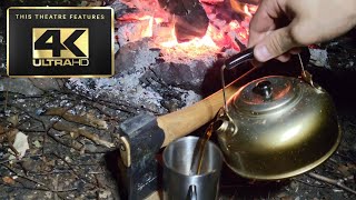 4K Bushcraft Overnighter ASMR [no talking] Outdoor Survival Tea Brew & Cook