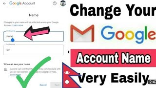 How to change gmail id name | change your google account name How Change Name 🇳🇵❤️