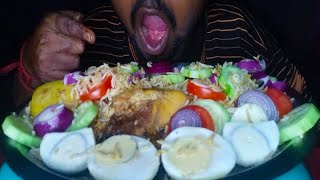 ASMR EAT BIG CHICKEN BIRIYANI, HUGE BOIL EGG, LOT OF SALAD