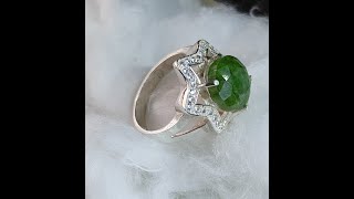 Demantoid 10.6MM: A Sterling Silver 925 with Demantoid Garnet Green Diamond-like Sparkle for Sale!