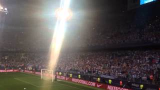 Malaga fans chant Sporting's name after the final whistle