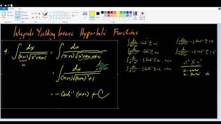 Integrals Yielding Inverse Hyperbolic Functions