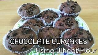 CHOCOLATE CUPCAKES USING WHEAT FLOUR| NO BUTTER, NO CONDENSED MILK| EGGLESS| RUCHI'S KITCHEN CORNER