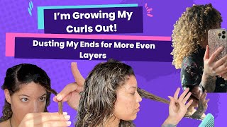 Dusting My Curly Hair at Home to Oxygenate Ends |Growing Short Layers Out