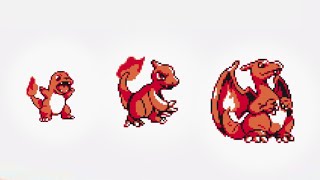 Charmander Charmeleon Charizard Evolución Evolution Amarillo GBC Pokemon ヒトカゲ end ending fin final X