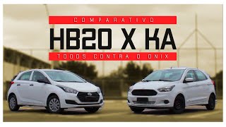 COMPARATIVO HYUNDAI HB20 x FORD KA - TODOS CONTRA O ONIX - COMPARATIVO CHAVE RESERVA