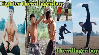 Fighter the villager boy. Street fight.