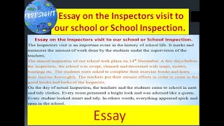 Essay on the Inspectors visit to our school or School Inspection | Essay