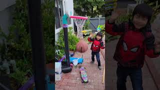 Little Boy Practicing Basketball - Fifth Time Is A Charm!  Or Is It?