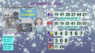 [LIVE] PCSO 9:00 PM DRAW - OCTOBER 03, 2024 LOTTO RESULTS