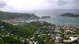 beautiful view of st thomas u.s. virgin islands cruise port and Norwegian Gem cruise ship