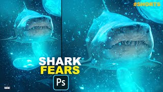 How I Manipulated Shark and Jellyfish Images and created Glowing Effect in Photoshop #Shorts