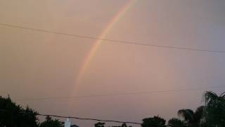 Lightning into a rainbow right at sunset in Kemah Texas June 2nd 2016