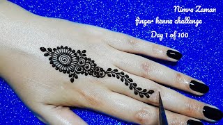 Day 1 of Finger Henna design challenge | simple easy finger mehndi design for beginners