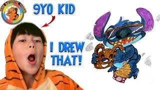 9yo Autistic Savant Draws - Stitch With Dole Whip | Lilo and Stitch