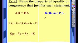 Chapter F - Video #1 (Section 2.4-2 - Reasoning in Algebra + Geometry)