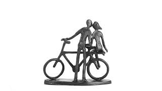 Bicycle Lovers Metal Ornament Couple Statues for Home Decor  Home