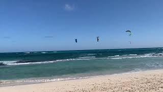 Plenty of kite surfers at flag beach , Corralejo , Fuerteventura