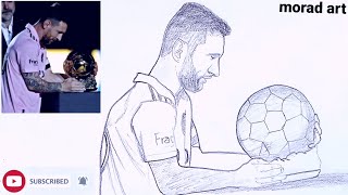 Drawing of Lionel Messi with the eighth Ballon d'Or |  Inter Miami.