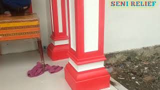 proses pengecatan tiang teras rumah minimalis