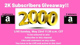 2K Subscriber Giveaway and Working on Etsy Samples